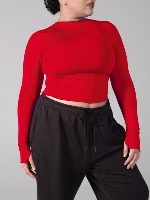 Halo Long Sleeve Baby Tee - Lipstick Red