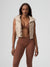 Cinch Waist Puffer Vest - Beige Image 5