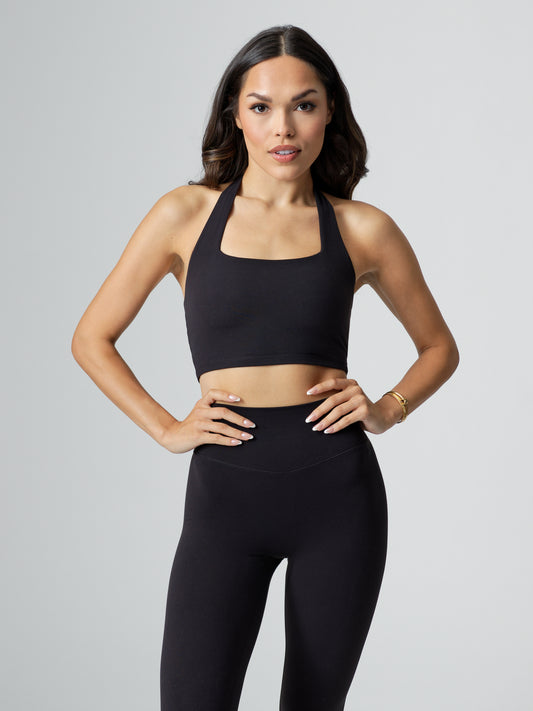 Revolution Halter Crop - Onyx Black