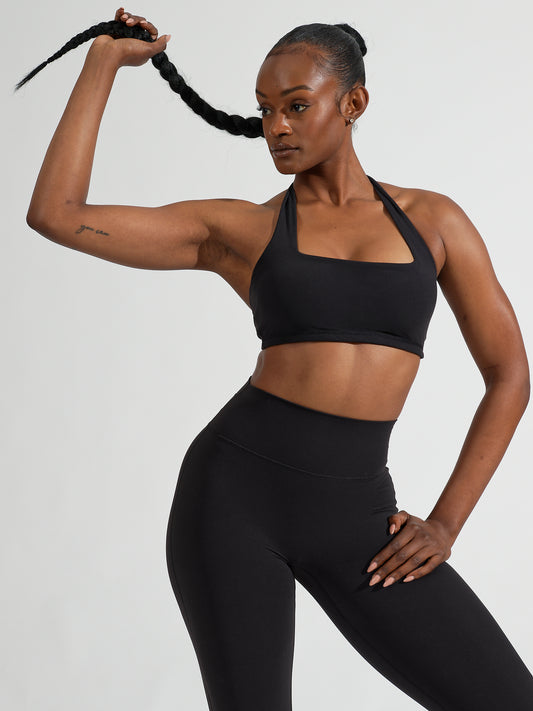 Revolution Halter Sports Bra - Onyx Black