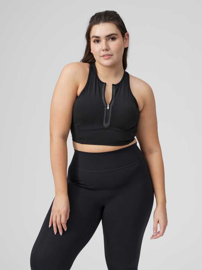 Courtside Zip Crop - Onyx Black Image 0