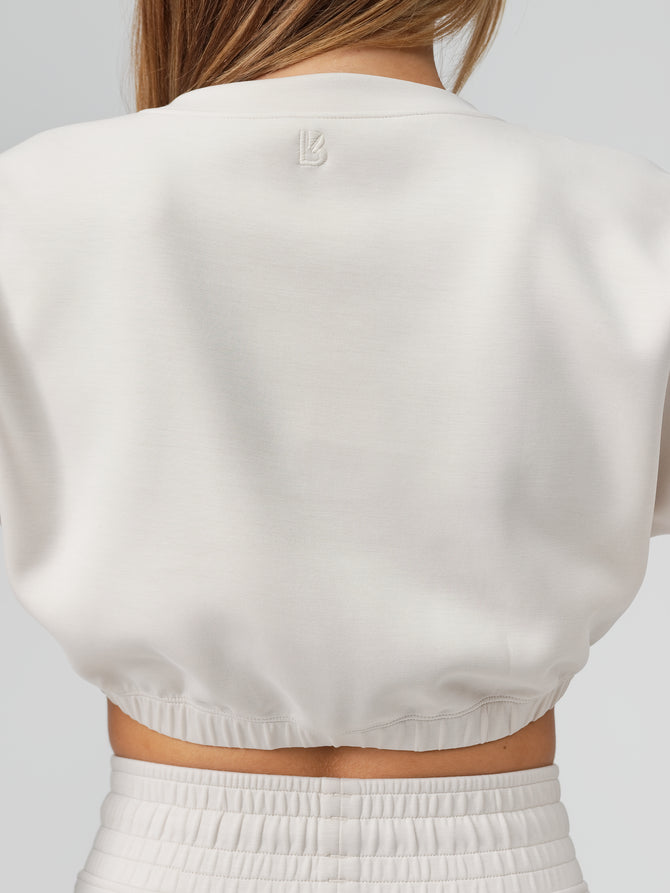 Luxe Long Sleeve Crop - Eggshell Image 3