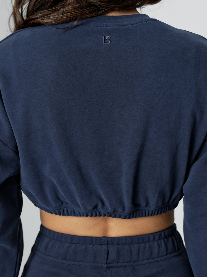 Cloud Long Sleeve Crop - Navy Image 4