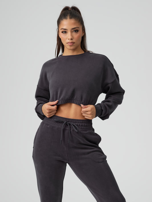 Luxe Long Sleeve Crop - Black