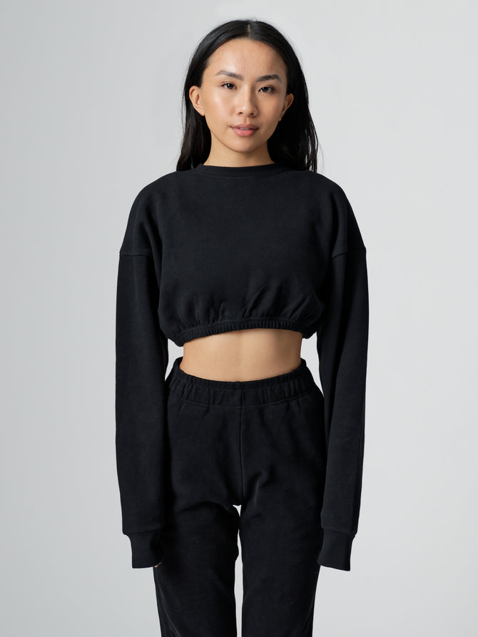 Cloud Long Sleeve Crop - Onyx Black Image 2