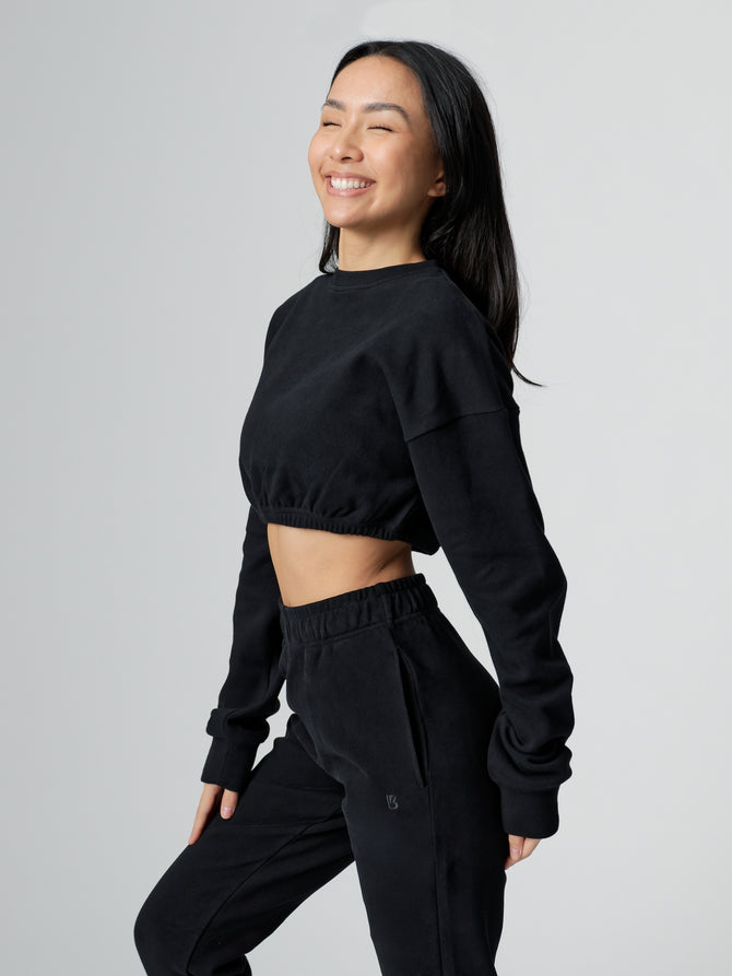 Cloud Long Sleeve Crop - Onyx Black Image 4