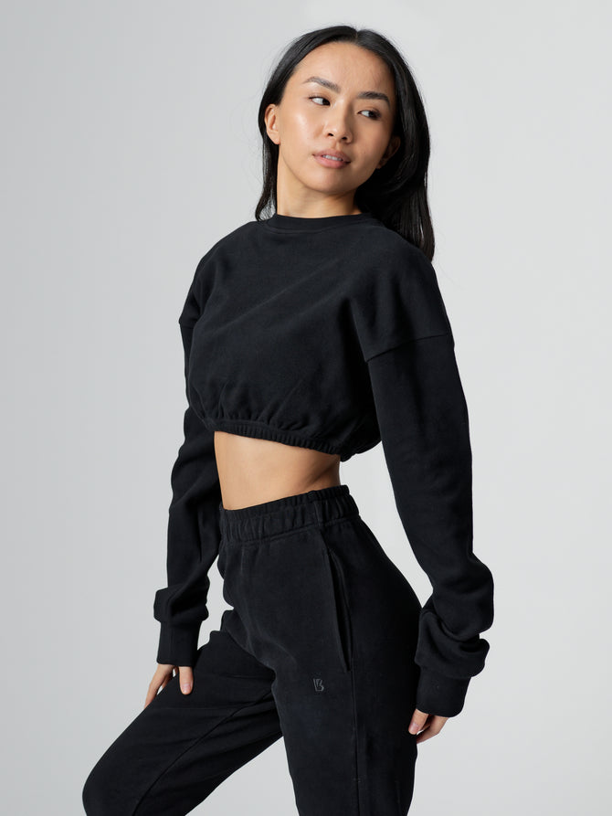 Cloud Long Sleeve Crop - Onyx Black Image 5