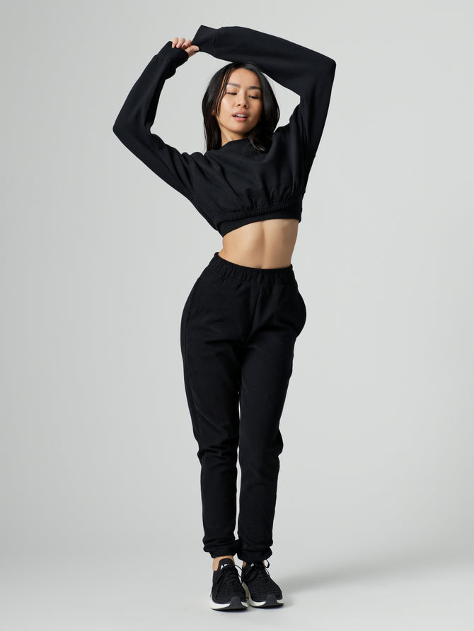 Cloud Long Sleeve Crop - Onyx Black Image 8