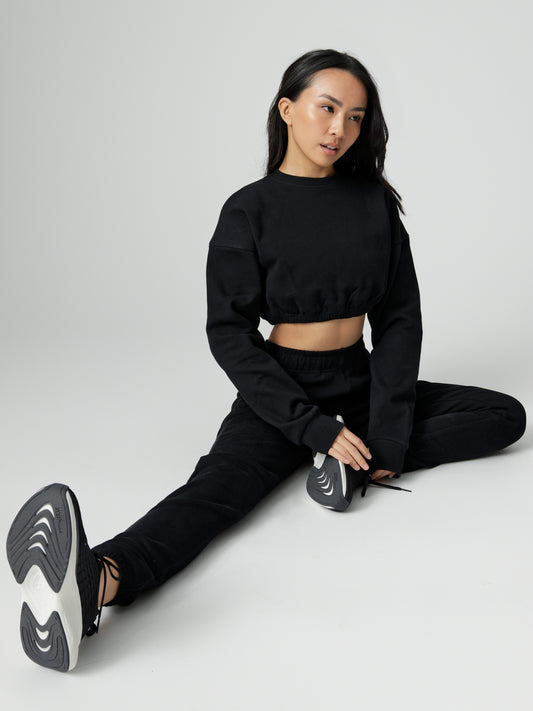 Cloud Long Sleeve Crop - Onyx Black