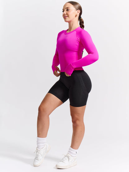 Seamless Long Sleeve Baby Tee - Hard Candy