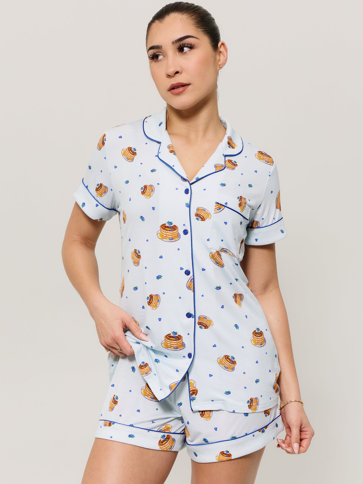 Pajama Shorts Set - Pancake Print