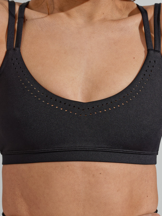 Limitless Laser Cut Sports Bra - Onyx Black Image 9