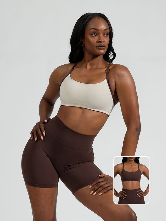 Reversible Sports Bra - Journey Dark Brown/Stardust