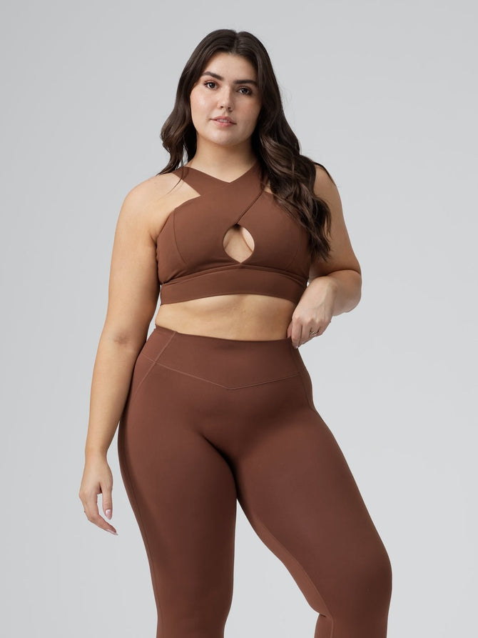 Harmony Halter Sports Bra - Mocha Image 0